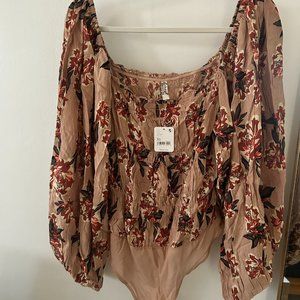 Free People Wild Daze Bodysuit in Vintage Combo (XL)
